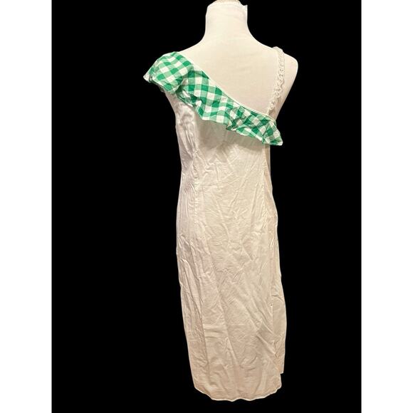 Marysia Resort Midi Dress •M/L• Cotton Chain Strap Gingham Ruffle $265 - Picture 4 of 10